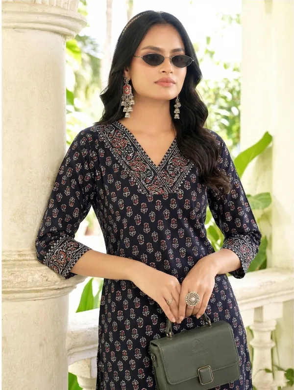 Pure_Cotton_Printed_With_Hand_Work_Straight_Kurta_Pant_Black