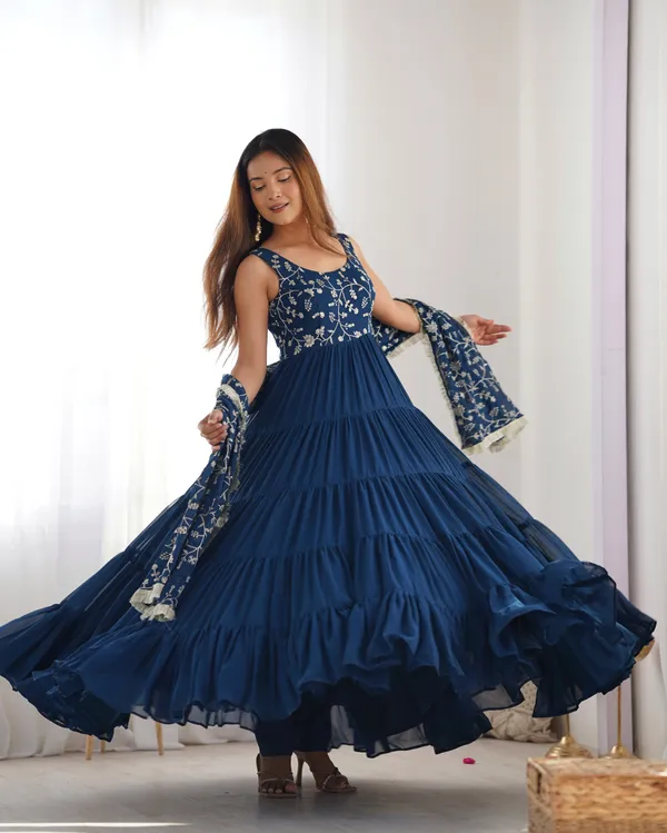 Georgette_Embroidered_Sleevless_Anarkali_Dress_With_Dupatta_Teal