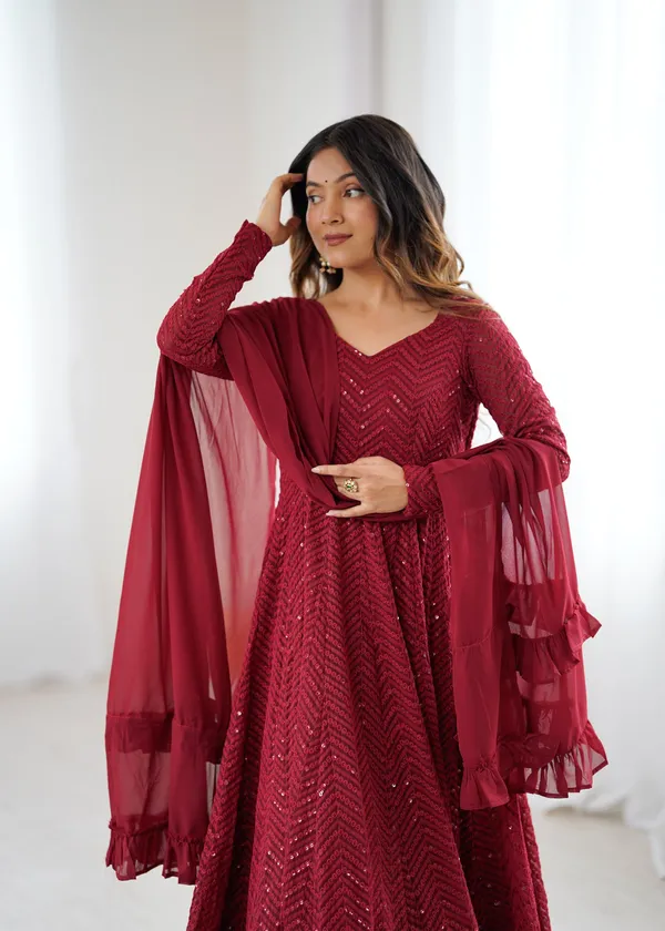 Lucknowi_Georgette_Anarkali_Suit_Set_With_Dupatta_Wine