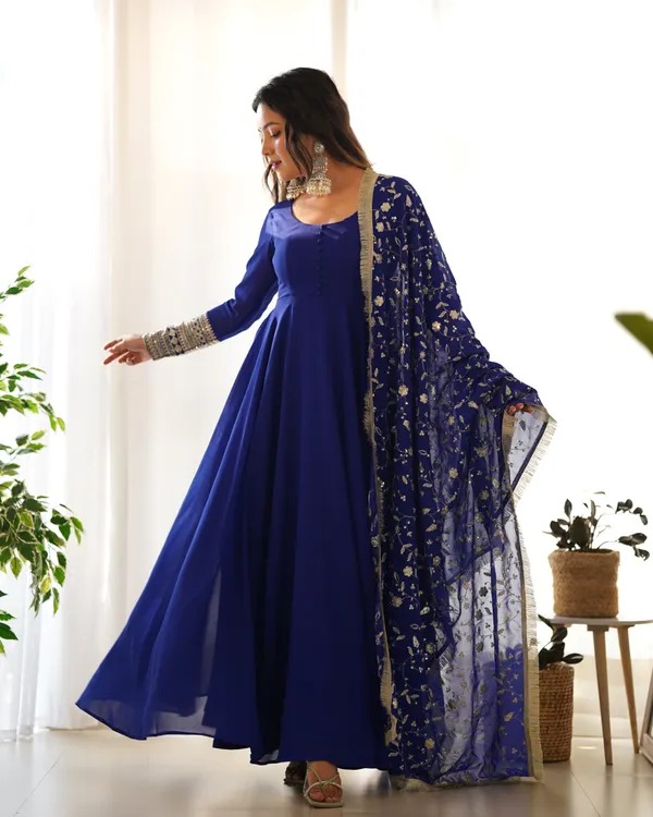 Designer_Fox_Georgette_Flared_Gown_With_Sequins_Dupatta_Pant_Blue