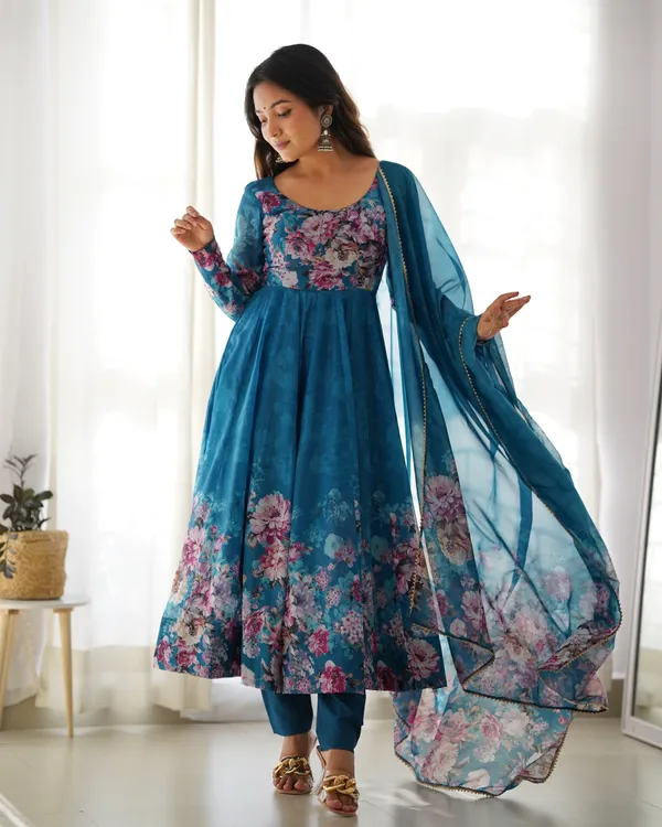 Floral_Organza_Silk_Anarkali_Set_With_Dupatta_Teal