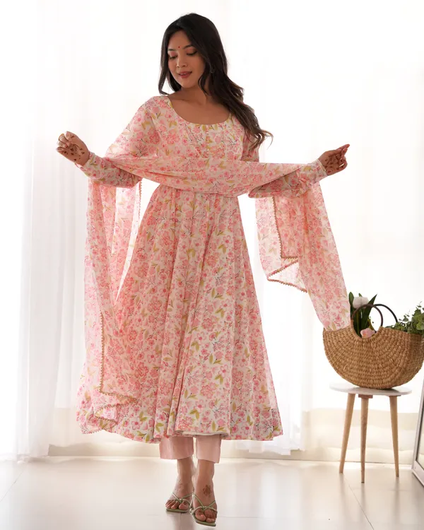 Organza_Floral_Printed_Pink_Anarkali_Set