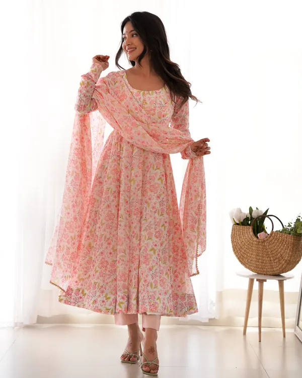 Organza_Floral_Printed_Pink_Anarkali_Set