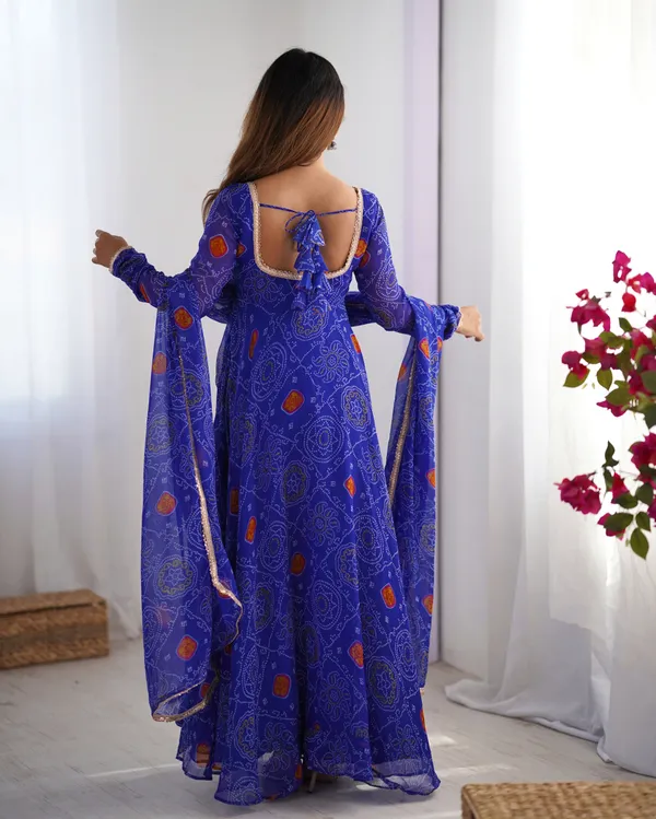 Women_Bandhej_Printed_Chiffon_Anarkali_Kurta_With_Dupatta_Set_Violet