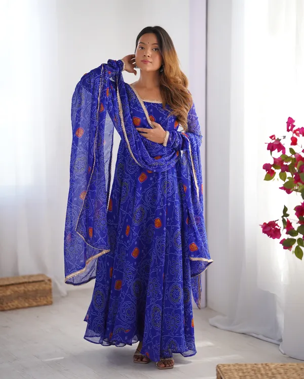 Women_Bandhej_Printed_Chiffon_Anarkali_Kurta_With_Dupatta_Set_Violet