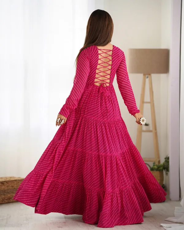 Pure_Soft_Fox_Georgette_Laheriya_Print_Fully_Flared_Anarkali_Gown_Rani