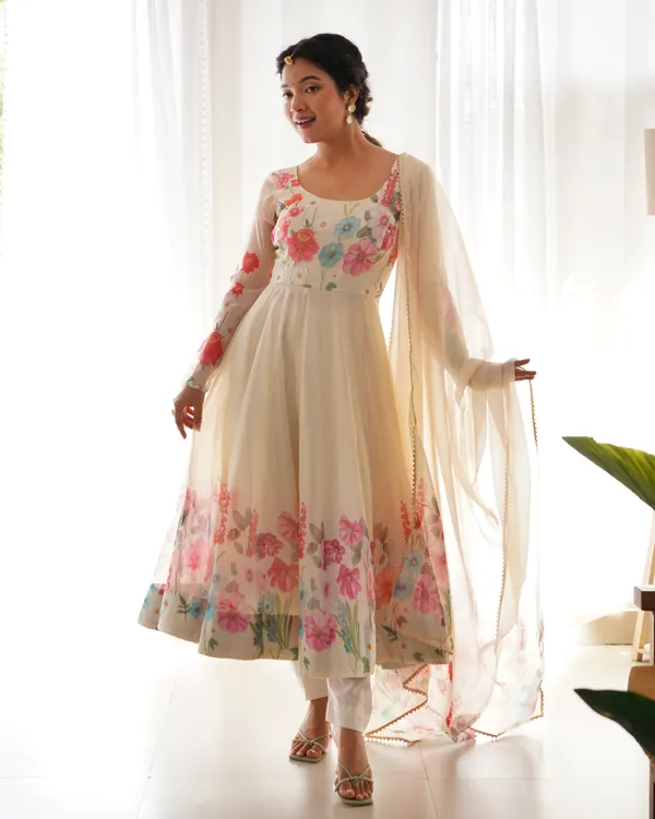 Women_Floral_Printed_Organza_Silk_Flared_Anarkali_Kurta_Set_White