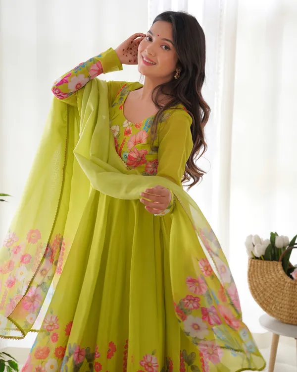 Women_Floral_Printed_Organza_Silk_Flared_Anarkali_Kurta_Set_Green