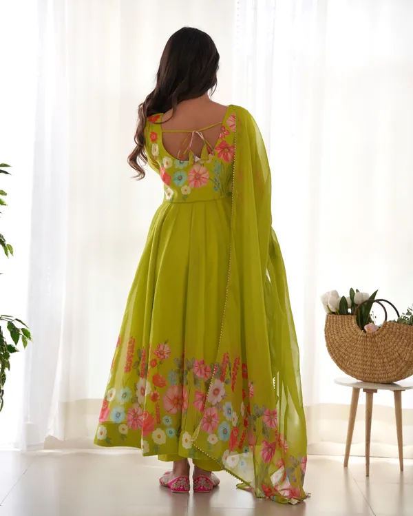 Women_Floral_Printed_Organza_Silk_Flared_Anarkali_Kurta_Set_Green