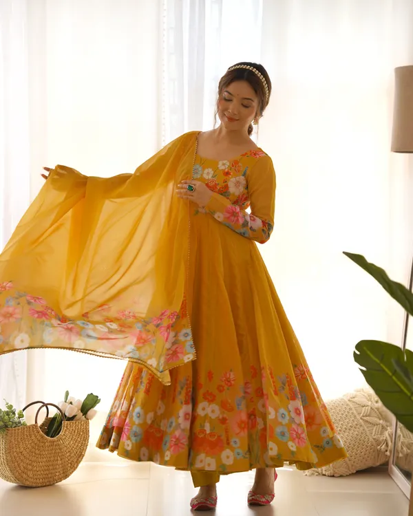 Women_Floral_Printed_Organza_Silk_Flared_Anarkali_Kurta_Set_Yellow