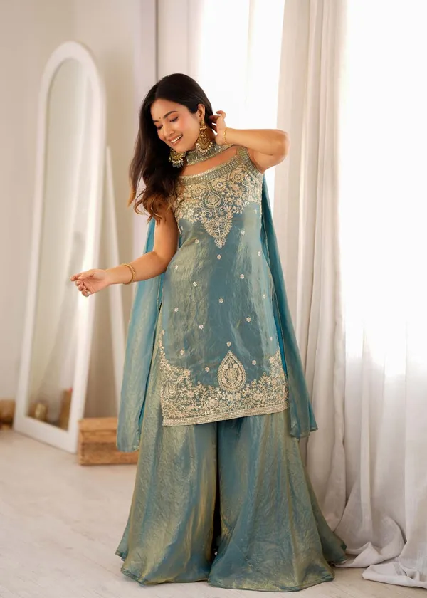 Women_S_Pure_Soft_Fendy_Silk_Embroidered_Kurta_Sharara_Set_With_Dupatta_Olive_Green