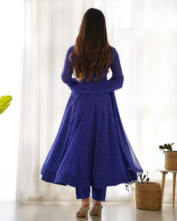 Women_Leheriya_Printed_Georgette_Anarkali_Kurta_Set_Blue
