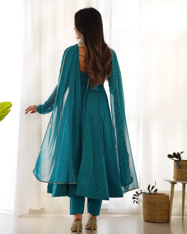 Women_Leheriya_Printed_Georgette_Anarkali_Kurta_Set_Sky_Blue