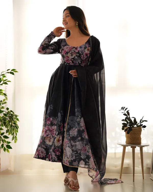 Women_Black_Floral_Printed_Organza_Silk_Anarkali_Gown_Set_With_Dupatta_Pant_Black
