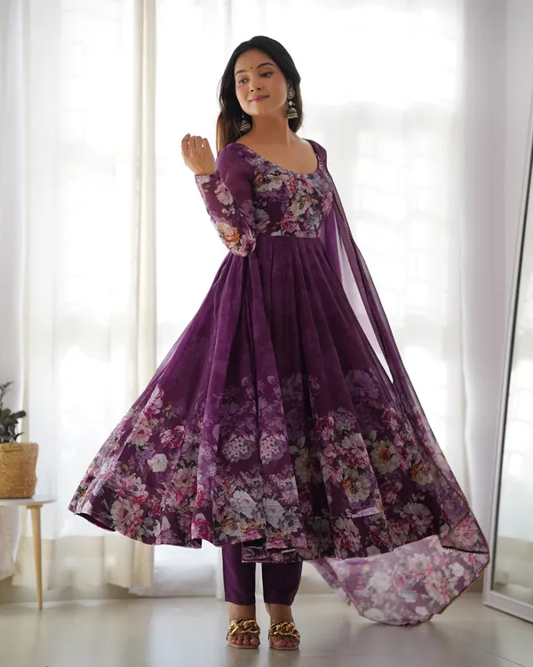 Women_Purple_Floral_Printed_Organza_Silk_Anarkali_Gown_Set_With_Dupatta_Pant_Purple