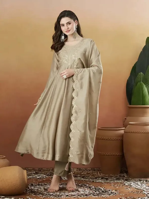 Silk_Embroidered_Anarkali_Kurta_Pant_Dupatta_Set_Cream