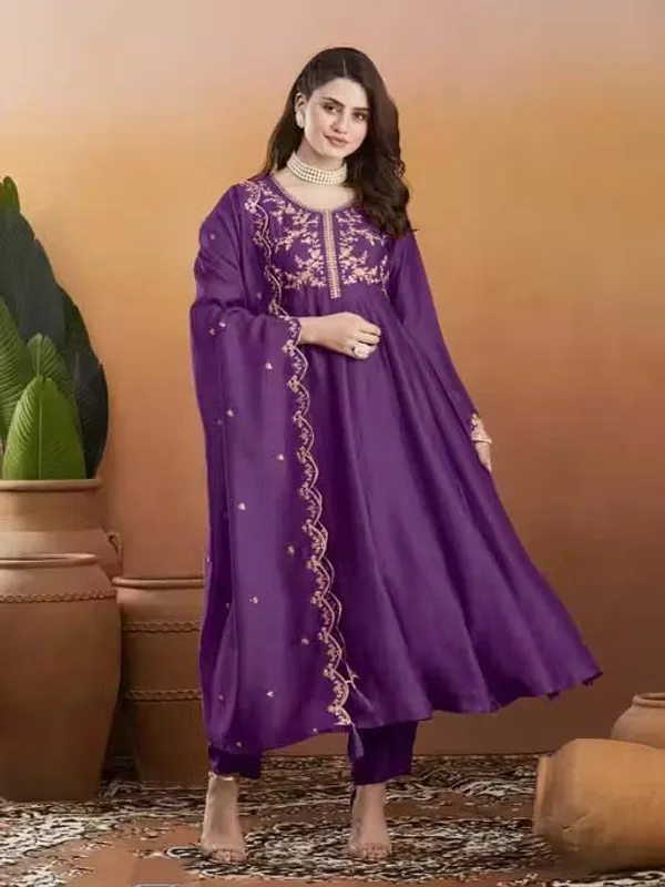 Silk_Embroidered_Anarkali_Kurta_Pant_Dupatta_Set_Purple