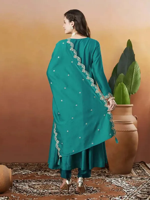 Silk_Embroidered_Anarkali_Kurta_Pant_Dupatta_Set_Rama