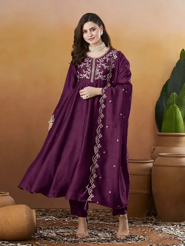 Silk_Embroidered_Anarkali_Kurta_Pant_Dupatta_Set