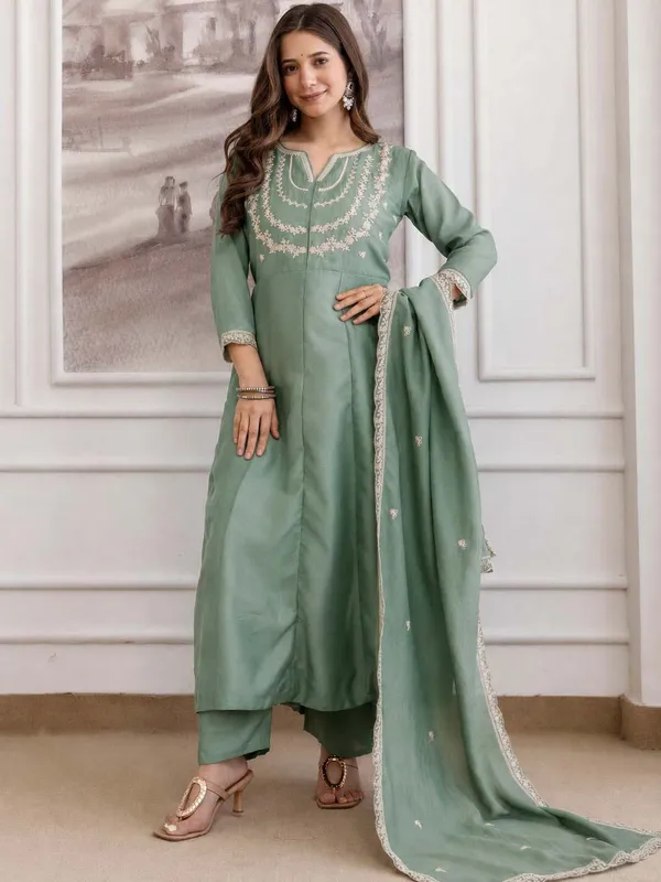 Embroidery_Vichitra_Silk_Anarkali_Kurta_Pant_Set_With_Dupatta_Pista