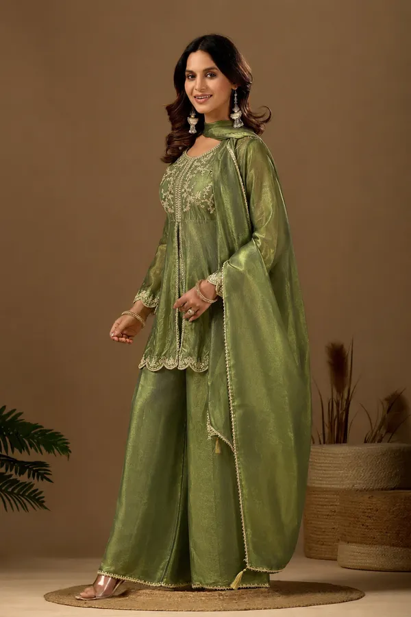 Women_S_Satin_Kurta_Set_With_Elegant_Embroidered_Design_Olive_Green