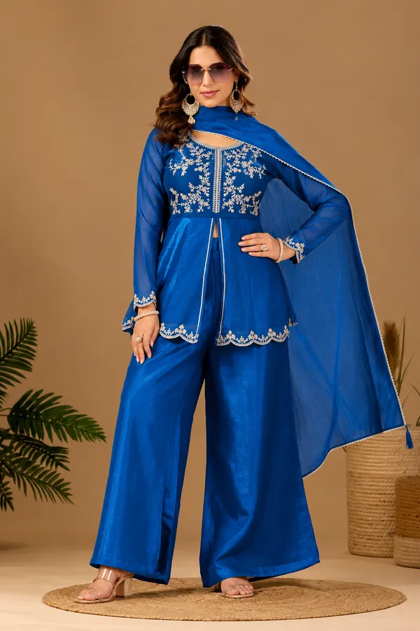 Women_S_Satin_Kurta_Set_With_Elegant_Embroidered_Design_Rama