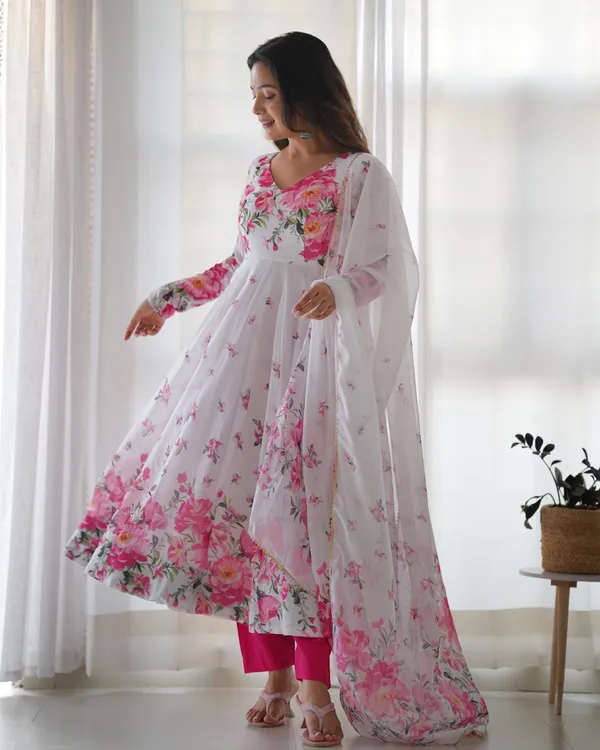 Organza_White_Floral_Anarkali_Set_With_Dupatta_Pant_White