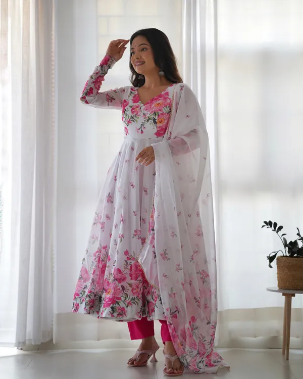 Organza_White_Floral_Anarkali_Set_With_Dupatta_Pant_White
