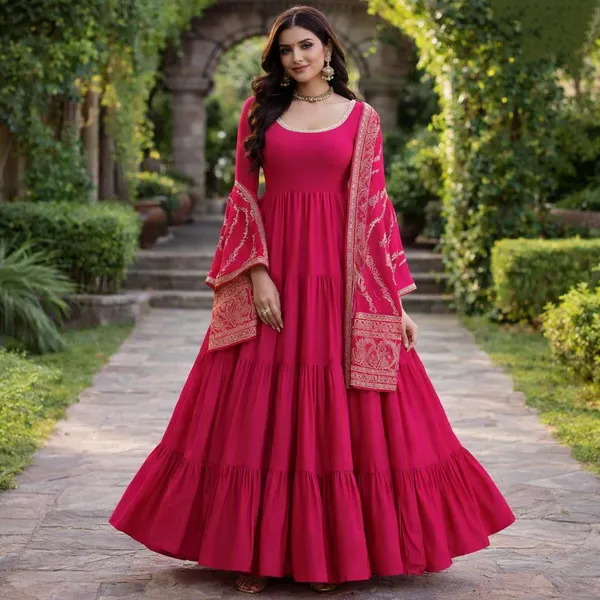 Rani_Roman_Chanderi_Fully_Flared_Anarkali_Suit_Set_For_Women