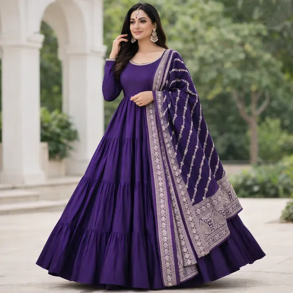 Violet_Roman_Chanderi_Fully_Flared_Anarkali_Suit_Set_For_Women