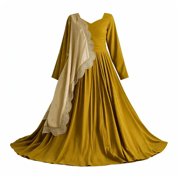 Yellow_Roman__Chanderi_Fully_Flared_Anarkali_Gown_Set_For_Women