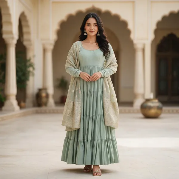 Pista_Roman_Chanderi_Fully_Flared_Anarkali_Suit_Set_For_Women