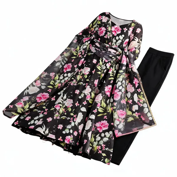 Black_Organza_Silk_Floral_Print_Flared_Anarkali_Set_For_Women