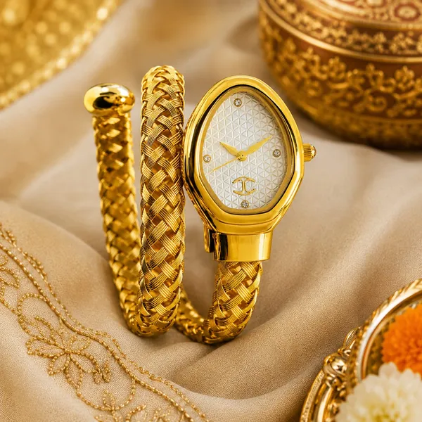 Gold_Tone_Stainless_Steel_Braided_Bracelet_Analog_Watch_For_Women