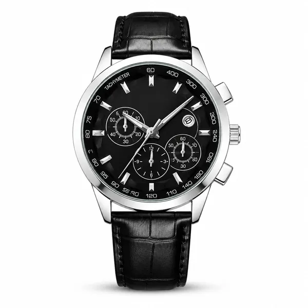 Black_Fibre_Belt_Strap_Chronograph_Watch_For_Men