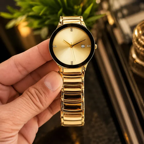 Gold_Ceramic_Link_Bracelet_Analog_Watch_For_Men