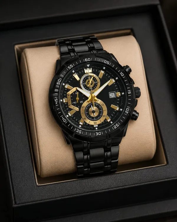 Black_Stainless_Steel_Chronograph_Watch_For_Men