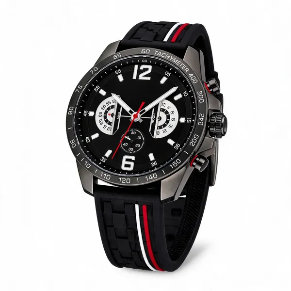 Black_Fibre_Belt_Sporty_Chronograph_Watch_For_Men