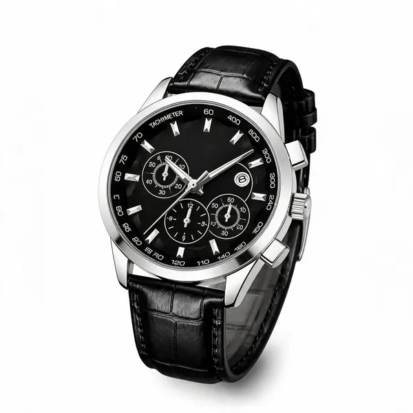 Black_Fibre_Belt_Strap_Chronograph_Watch_For_Men