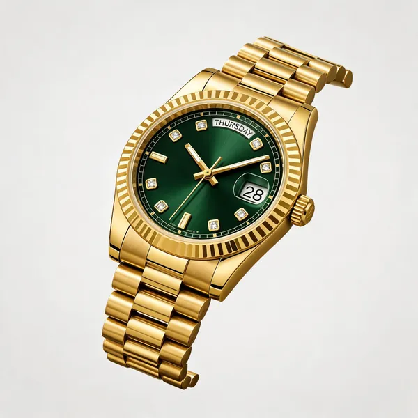 Gold_Stainless_Steel_Green_Dial_Analog_Bracelet_Watch_For_Men