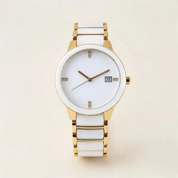 White_Gold_Tone_Ceramic_Analog_Watch_For_Men