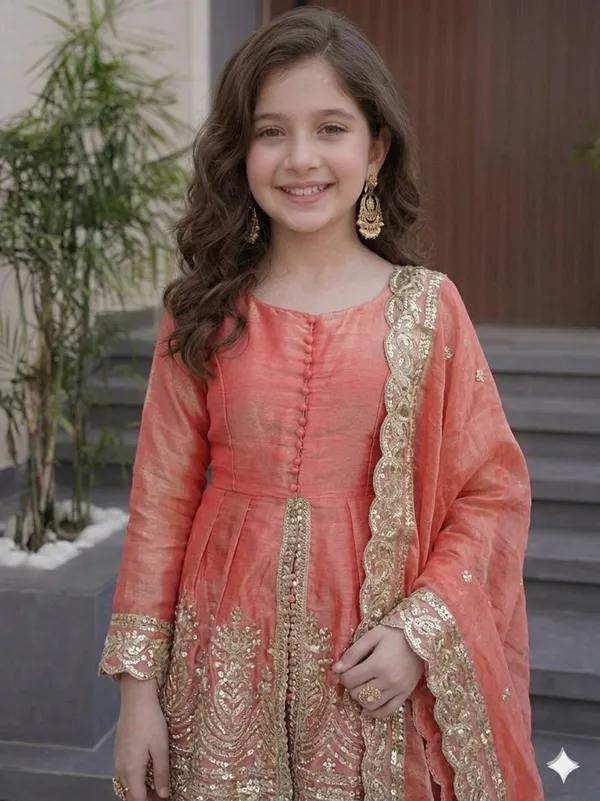 Kids_Wear_Attarctive_embrodered_3_Pis_Kurta_and_plazo_with_duptta_Set