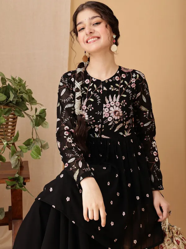Black_Floral_Print_Anarkali_Set_for_Girls