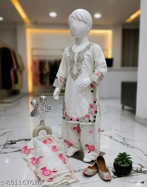 Girls_Ethnic_Whiteand_mehndi_Embroidered_Sharara_Set_with_Dupatta_|_Kids_Festive_Wear_Palazzo_Suit_|_Heavy_Sequence_Work_Party_Outfit