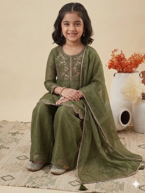 kids_girl_PURE_SILK_KURTI_PALAZZO_DUPATTA_SET.