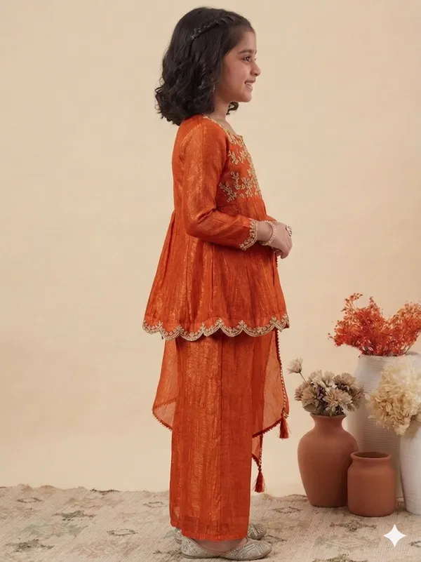 kids_girl_PURE_SILK_KURTI_PALAZZO_DUPATTA_SET.