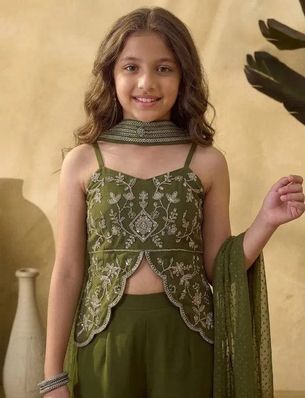 kids_girl__Georgette_Thread_Zari_Sequence_Cording_Embroidered_Top_With_Palazzo_and_Supatta_Fusion_Set|Ethnic_Wear