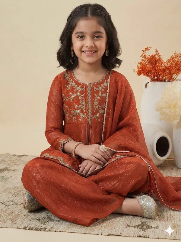 kids_girl_PURE_SILK_KURTI_PALAZZO_DUPATTA_SET.