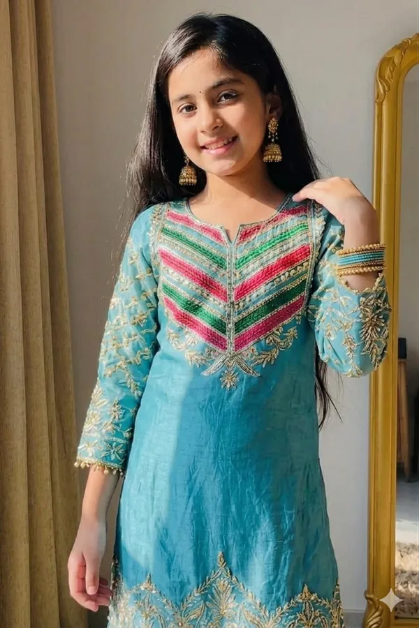 Kids_Wear_Attarctive_embrodered_3_Pis_Kurta_and_sarara_with_duptta_Set