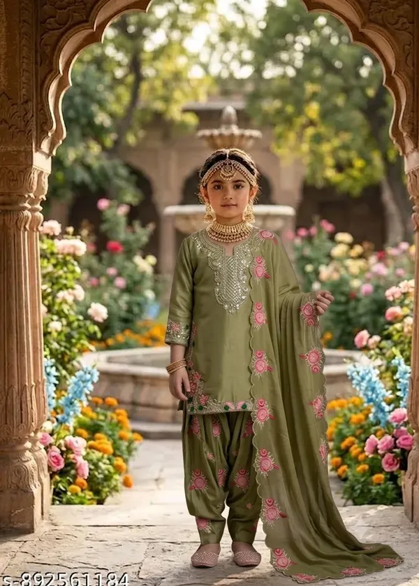 Girls_Ethnic_Whiteand_mehndi_Embroidered_Sharara_Set_with_Dupatta_|_Kids_Festive_Wear_Palazzo_Suit_|_Heavy_Sequence_Work_Party_Outfit
